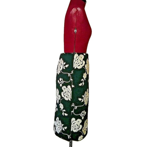 ECI New York Womens Straight Skirt Size 4 Black Ivory Floral Print Embro… - Picture 3 of 7